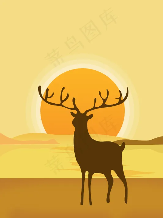 夕阳下的鹿