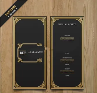 欧式金色花边餐厅菜单