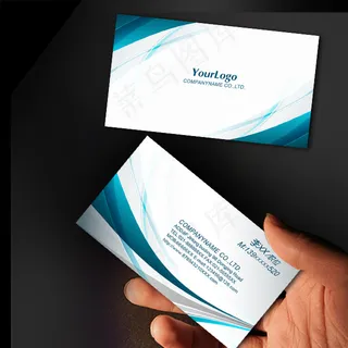 蓝色简约 精致个性名片PSD模板下...