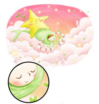 手绘精美卡通梦话女孩装饰背景