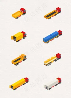 精巧3D立体货运车设计元素