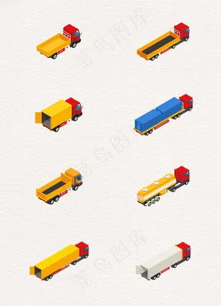 精巧3D立体货运车设计元素