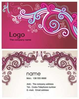 唯美花纹名片