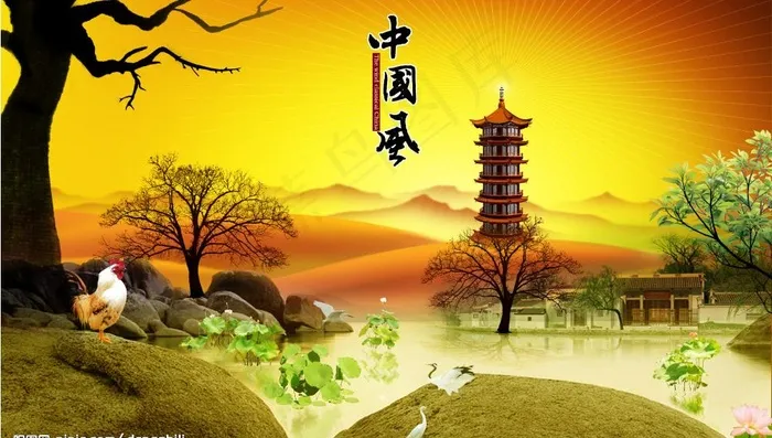 中国风—千年古塔图片(5512X3445(DPI:350))psd模版下载
