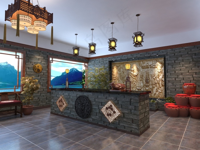 中式酒楼服务前台设计