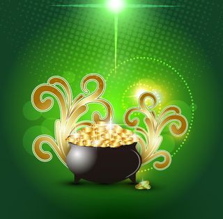 绿色花纹聚宝盆商务背景矢量素材