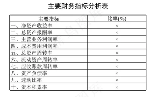 主要财务指标分析表