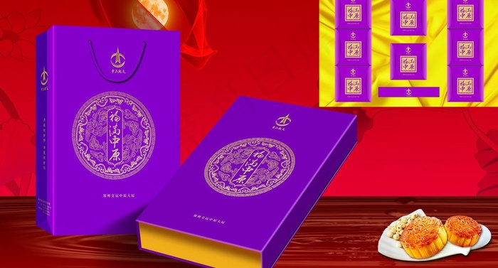中秋月饼礼盒展开图图片cdr矢量模版下载