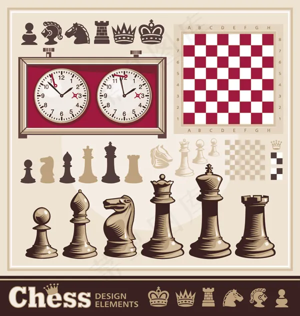 矢量欧式国际象棋模板素材eps,ai矢量模版下载