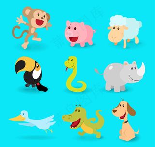 卡通动物卡通蛇卡通象分层