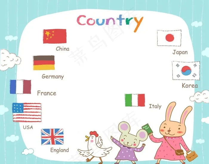 小动物学国家英语名称图片eps,ai矢量模版下载