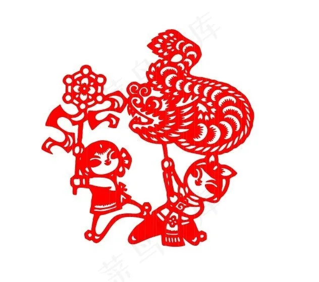 剪纸舞龙矢量素材ai矢量模版下载
