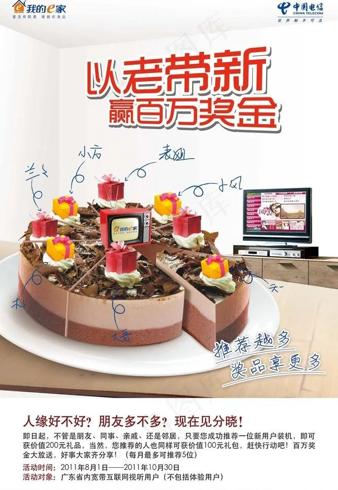 电信以老带新推荐广告图片(4409X6772(DPI:200))psd模版下载