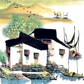 庭院古风山水画