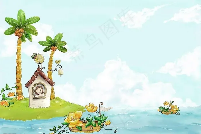 {夏之爽}《背景素材.儿童模板.海...psd模版下载