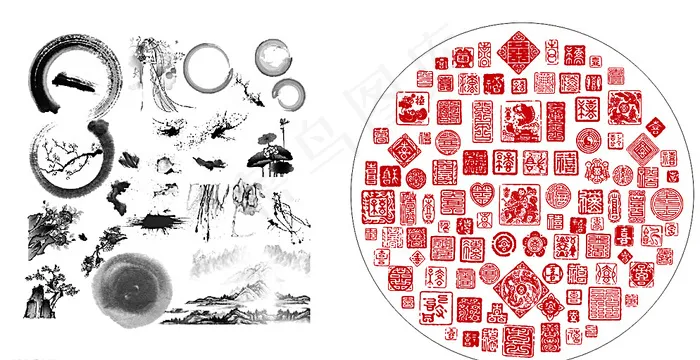 水墨素材图片cdr矢量模版下载