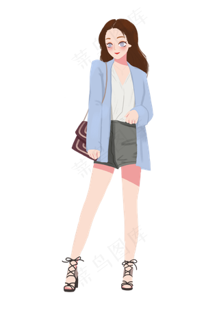 女王节女神节职场女性站姿高跟鞋,免抠元素