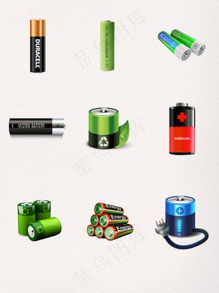 红色绿色圆形充电电池