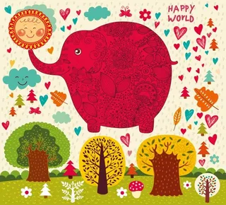 画大象卡通矢量素材