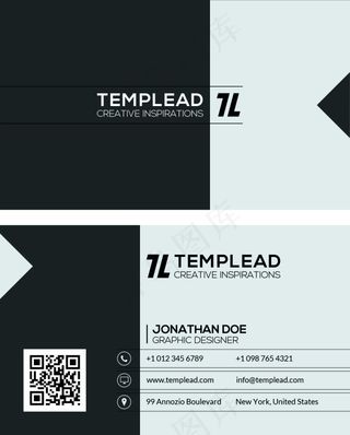黑白横式风格名片设计PSD源文件