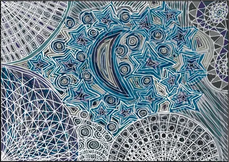 月亮和星星画矢量图