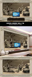工匠浮雕背景墙浮雕装饰画边框壁画