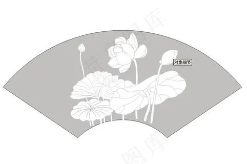 扇形荷花矢量图片