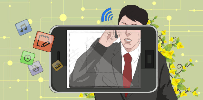 手机和商务人士