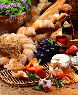 面包和红酒图片