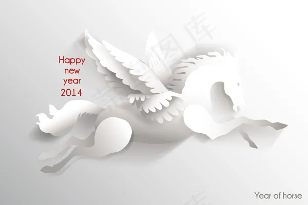 2014马年新年快乐矢量素材eps,ai矢量模版下载