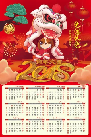 2018狗年台历日历挂历