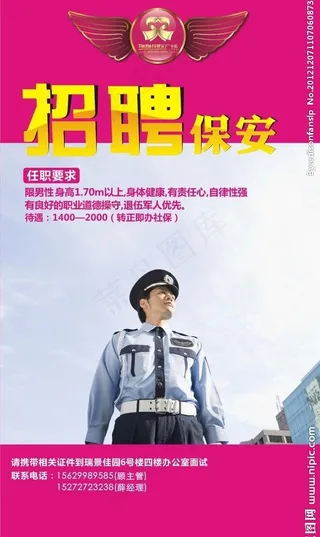 招聘保安展架图片