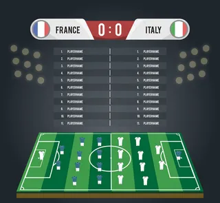 矢量足球赛场战术分布素材