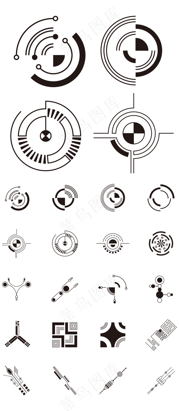 2017黑白科技感线条元素矢量素材