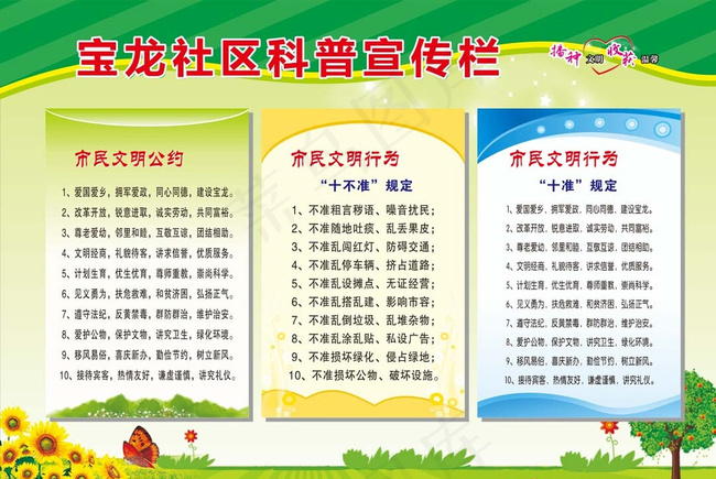 社区科普宣传栏图片cdr矢量模版下载