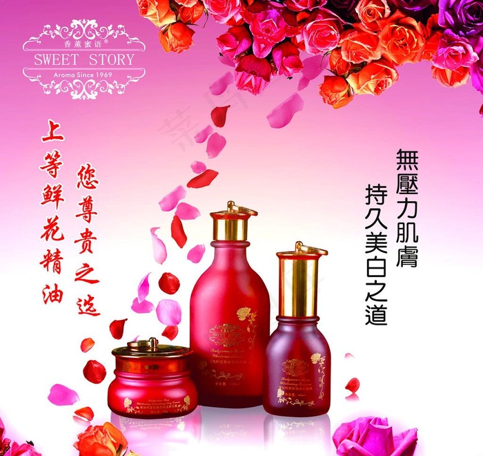化妆品 玫瑰（底图未分层）图片psd模版下载