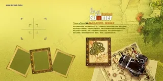 黄绿色调相片模板