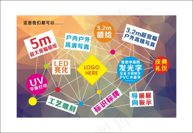 广告公司文化墙cdr矢量模版下载