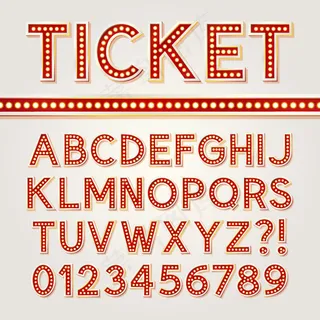 售票厅霓虹灯字母矢量素材