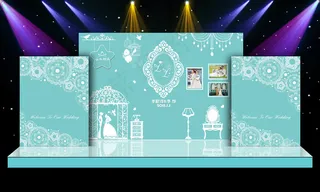 蒂芙尼蓝浪漫小清新主题婚礼舞台迎宾...