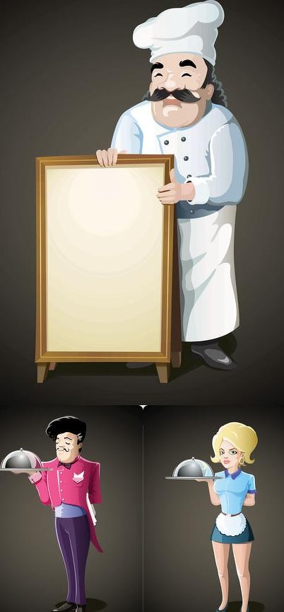 厨师和服务员矢量素材eps,ai矢量模版下载
