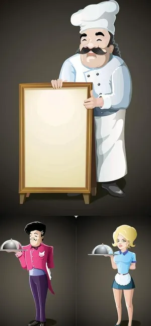 厨师和服务员矢量素材