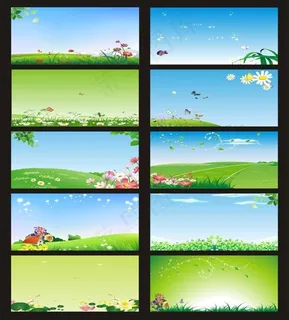 清爽绿色展板模板矢量素材