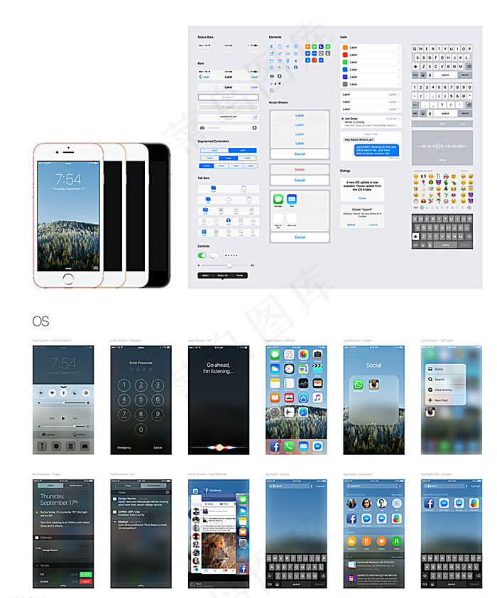 ios系统界面UI设计图片(6300X7530(DPI:72))psd模版下载