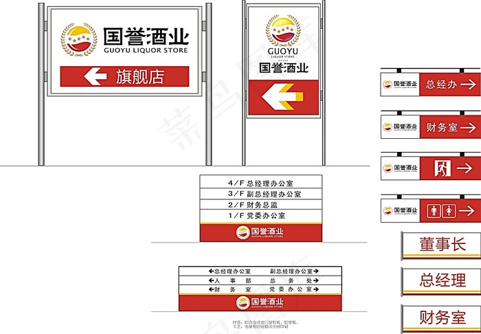 国誉酒业导视牌模板素材cdr矢量模版下载