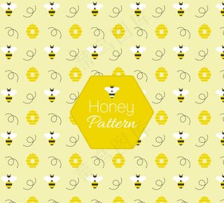 蜜蜂与花朵图案背景