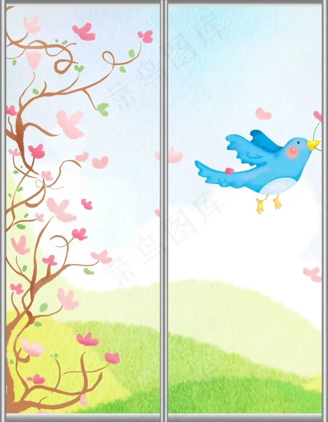 卡通树移门(4134X5315(DPI:300))psd模版下载