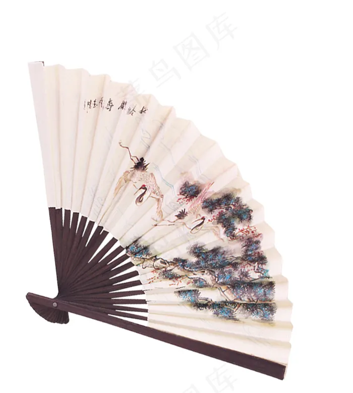青松仙鹤折扇