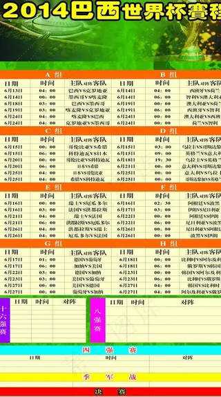2014年世界杯赛程图片