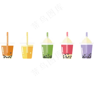 糖果系奶茶扁平化矢量甜美免抠元